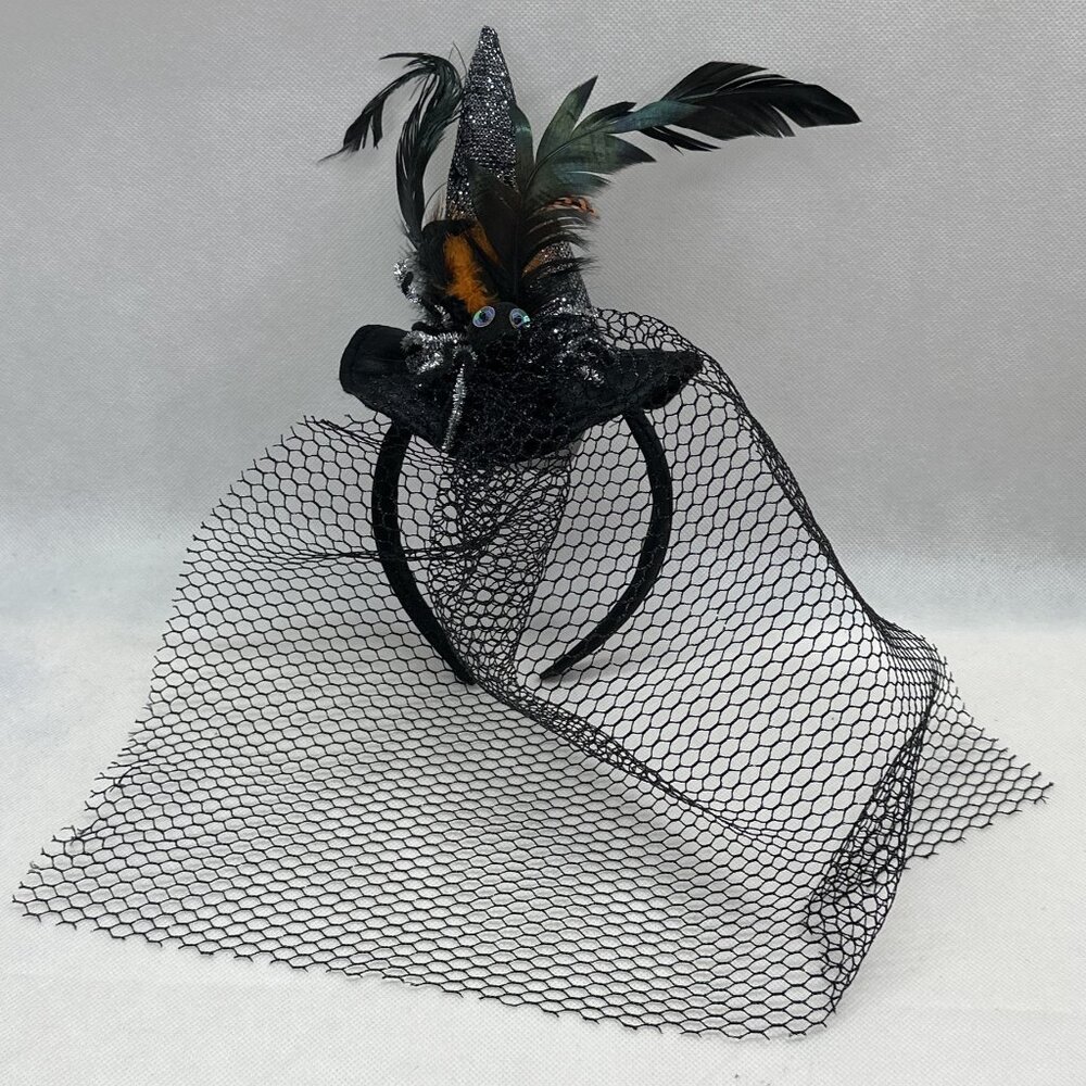 Costume Witches Hat with Black Spinder and veil for adults only